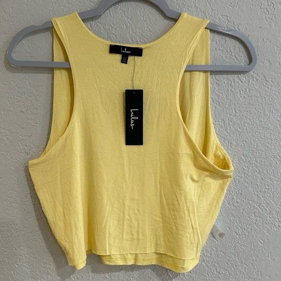 Lulus Yellow Cropped Tank Top V-Neck Double Layer Size XL (Runs Small) - Picture 11 of 11